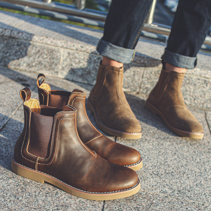 Leather Flats Ankle Boots