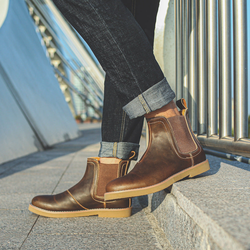 Leather Flats Ankle Boots