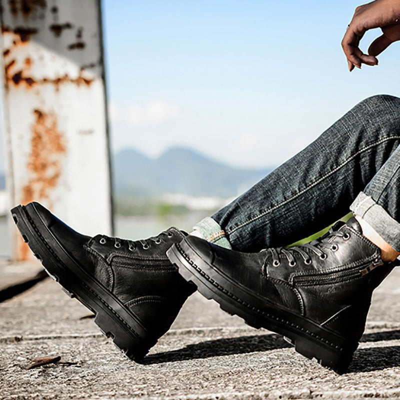 Leather Patchwork Boots