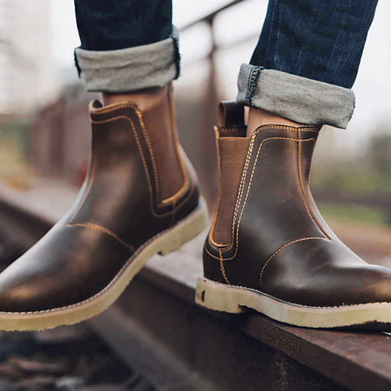 Leather Flats Ankle Boots