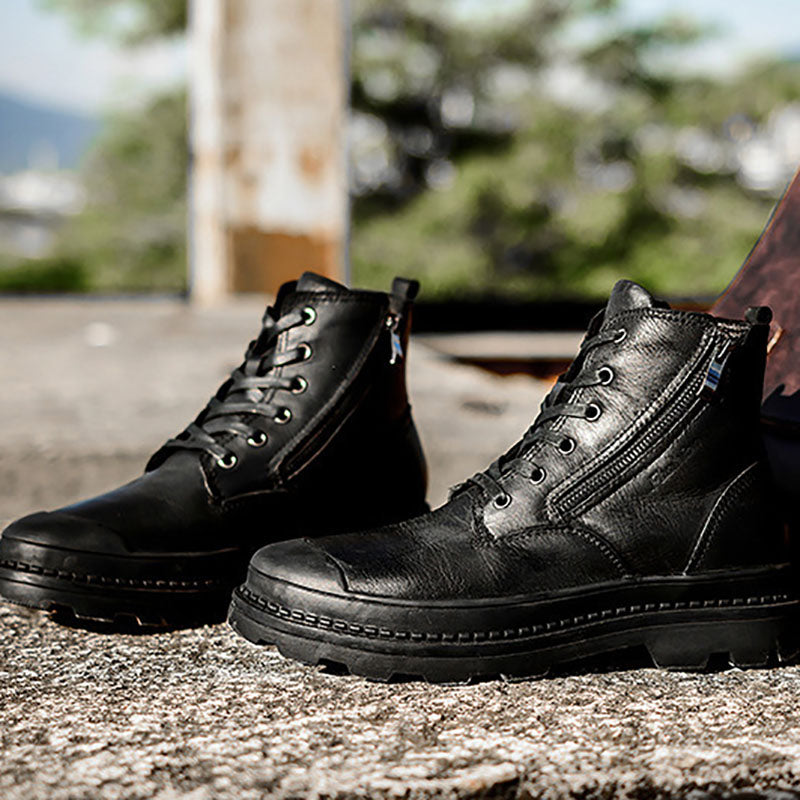 Leather Patchwork Boots