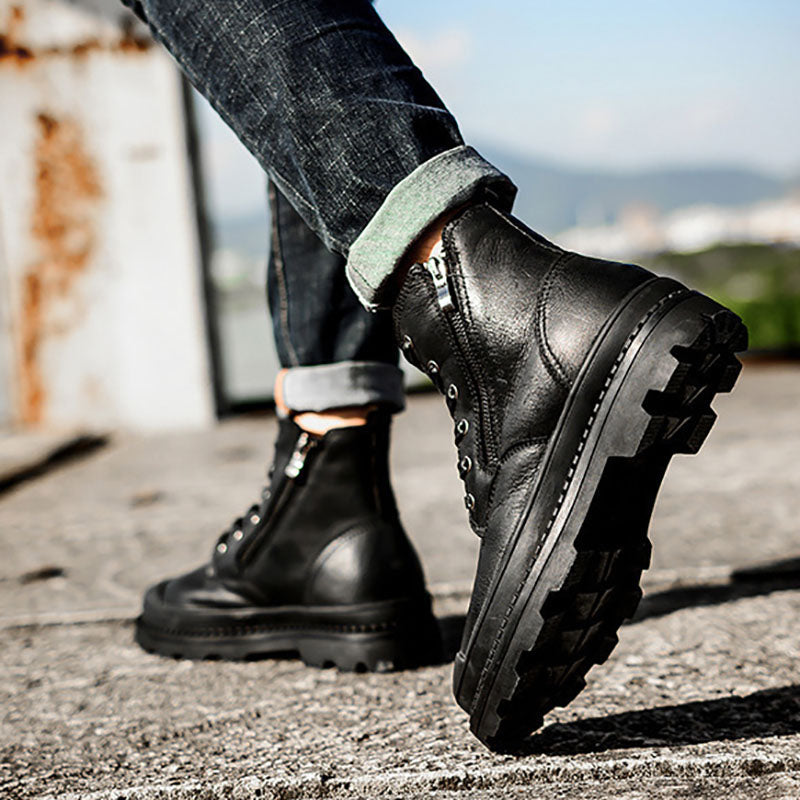 Leather Patchwork Boots