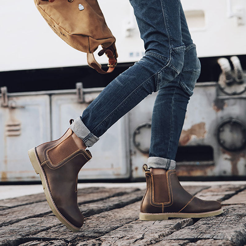 Leather Flats Ankle Boots
