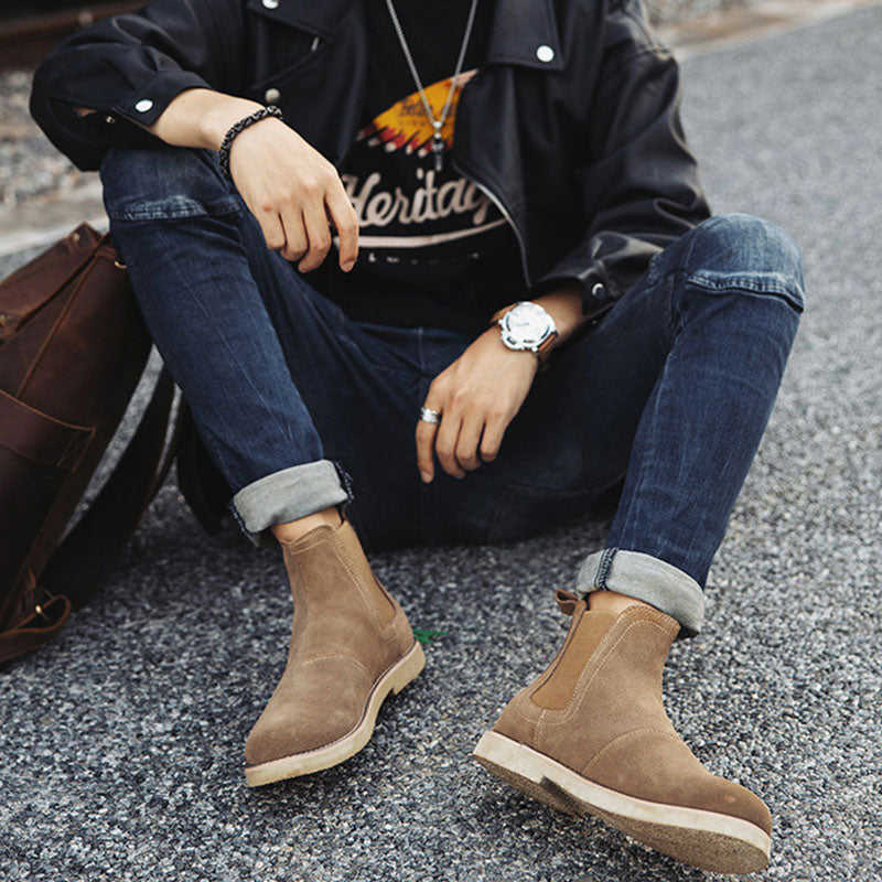 Leather Flats Ankle Boots