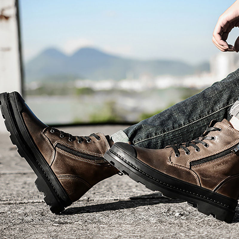 Leather Patchwork Boots
