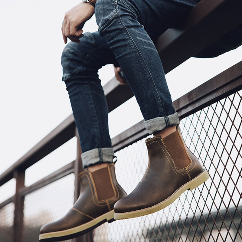 Leather Flats Ankle Boots