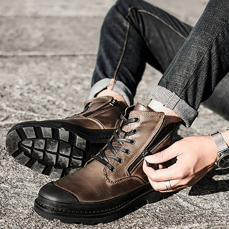 Leather Patchwork Boots