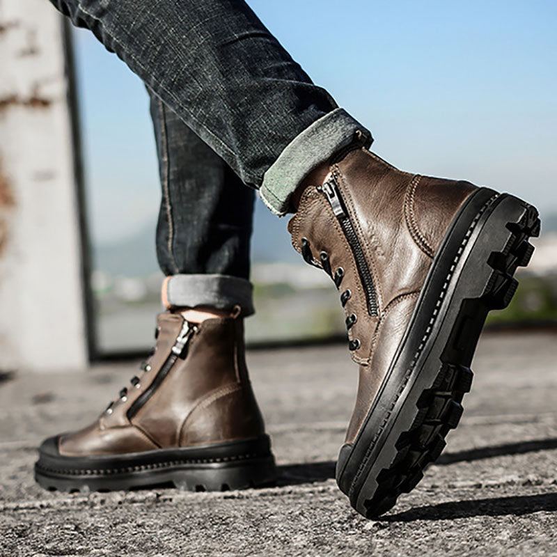 Leather Patchwork Boots
